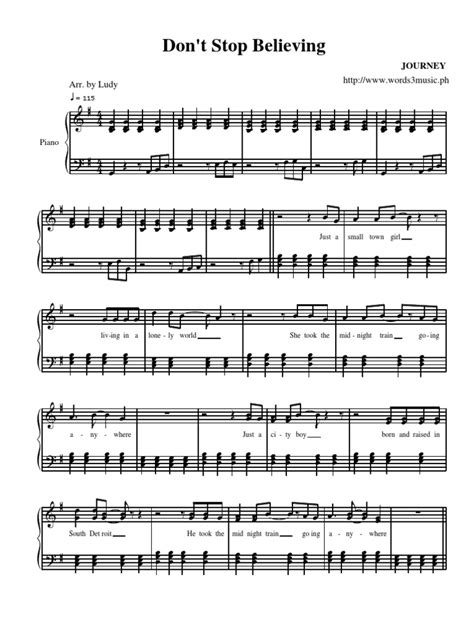 Dont Stop Believing Sheet Music Pdf