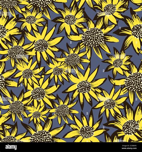 Seamless Pattern With Original Elegance Sunflowers Stock Vector Image And Art Alamy