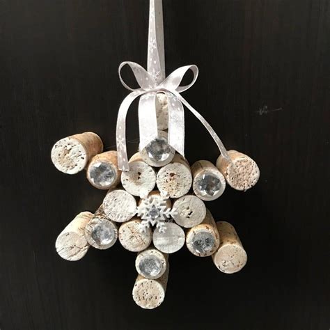 Cork Snowflakes Set Of 3 White Silver Etsy In 2021 Wine Cork