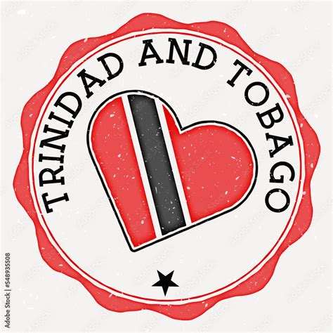 Trinidad And Tobago Heart Flag Logo Country Name Text Around Trinidad