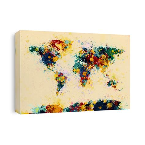 World Map Paint Splashes Canvas Print | CanvasWorld