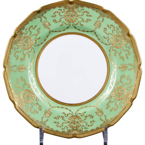 12 Green Gilded Royal Doulton Plates From Gildedagedining On Ruby Lane