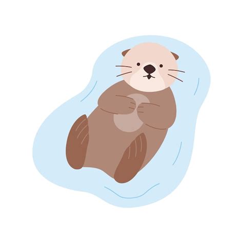 Premium Vector Sea Otter Floating On The Water Flat Vector Illustration