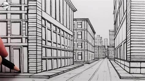 How To Draw A City Street Using One Point Perspective Youtube