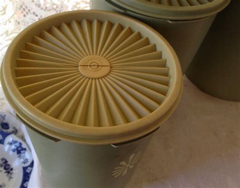 Tupperware Canister Set Four Servalier Lids S Avocado Etsy