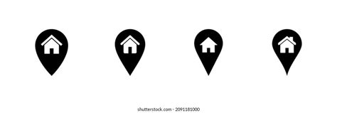 Address Icons Set Home Location Sign Stock Vector Royalty Free