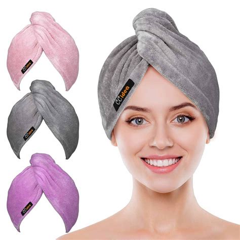 Ccidea Microfiber Hair Towel 3 Pack Quick Drying Towelsturban Wrap