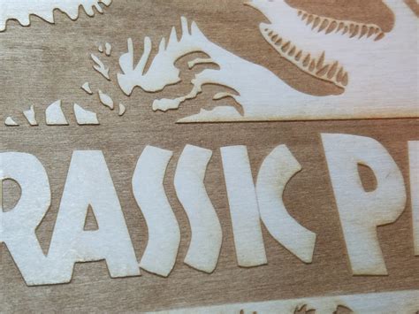 Jurassic Park Logo Engraved On Wood Wooden Personalized Etsy