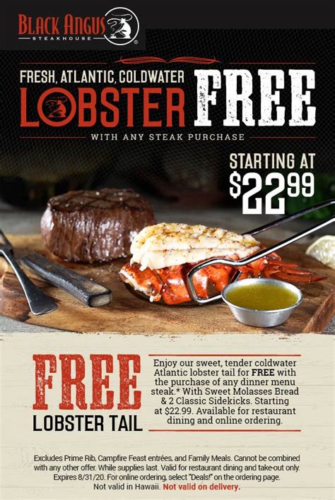 Free Lobster Tail With Any Steak At Black Angus Steakhouse Blackangus