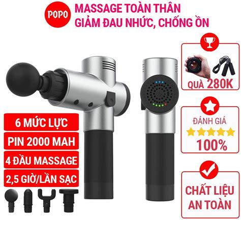 Mua Máy Massage Cầm Tay toàn thân dạng súng massage Facial Gun có 4 đầu