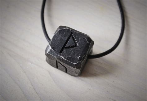 Viking Rune Pendanthand Forged Iron Necklacerune Nordic Etsy