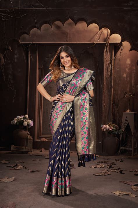 Womens Black Color Silk Saree Collection Dwija Fashion Trendia