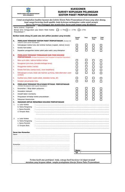 Contoh Kuesioner Survey Kepuasan Pelanggan Puskesmas Dunia Sekolah Riset