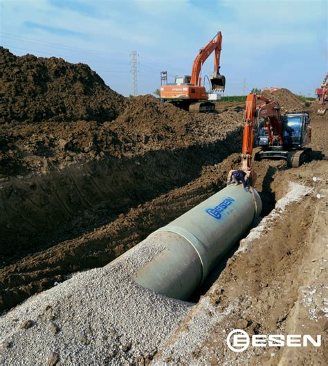 Installation Of ESEN GRP Pipes Between DN1000 Mm DN 1800 Mm Diameters