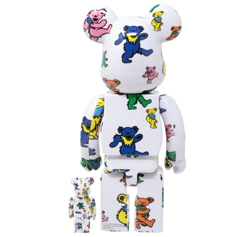 Medicom Grateful Dead Dancing Bear 100 400 Bearbrick Figure Set White