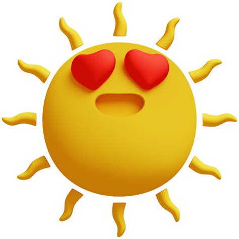 3d Sun Emoji Happy Sun Funny Cute Character 22207040 Png