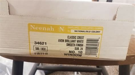 Neenah Left Window Classic Crest Avon Brilliant White 10 Envelopes Sub