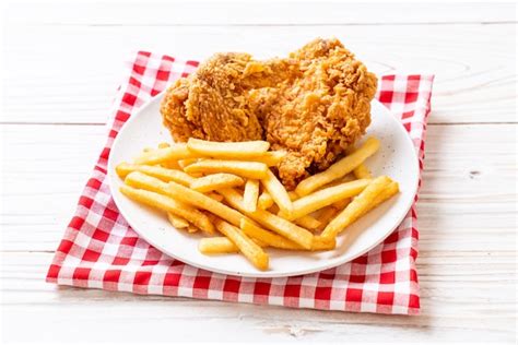 Pollo Frito Con Papas Fritas Y Nuggets Foto Premium