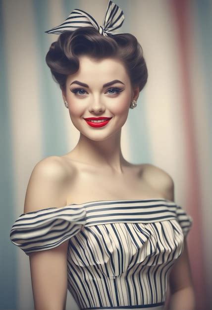 Premium Photo Portrait Of A Beautiful Young Woman In Pinup Style