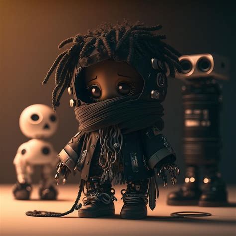 Premium Photo A Robot And A Doll With Dreadlocks And A Scarf