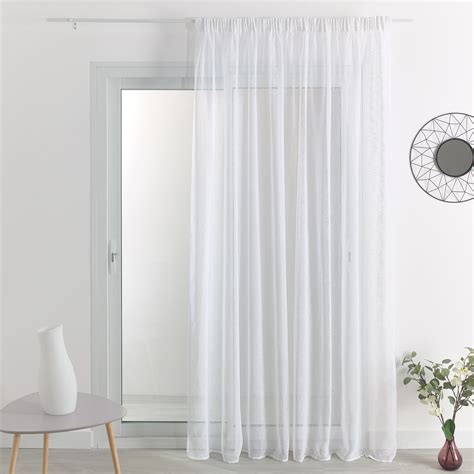 Voilage Effet Lin Galon Fronceur Blanc X Cm Polyester