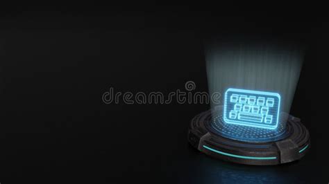 3d Hologram Symbol Of Keyboard Icon Render Stock Illustration ...