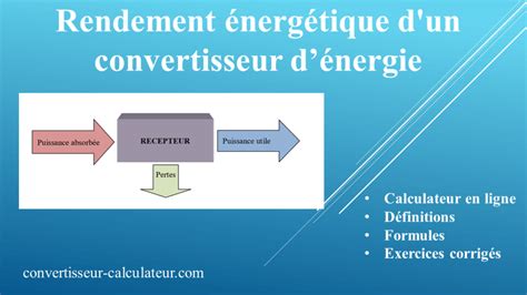 Calcul Rendement Nerg Tique D Un Convertisseur D Nergie