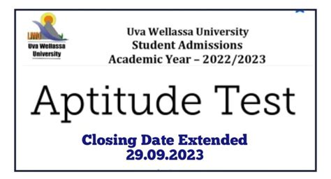 Aptitude Test Uva Wellassa University Academic Year 2022 2023 Master