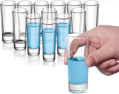 Shensha 12pack Shot Glass Bulk Set W Heavy Base 2oz 65ml Clear Round Wine Glasses Small Crystal