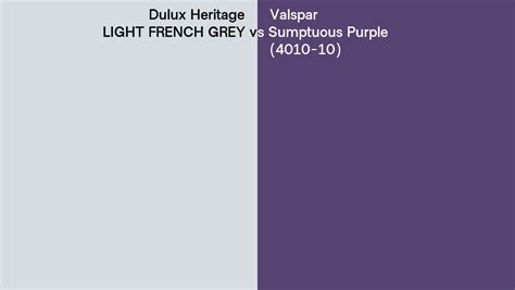 Dulux Heritage LIGHT FRENCH GREY Vs Valspar Sumptuous Purple 4010 10