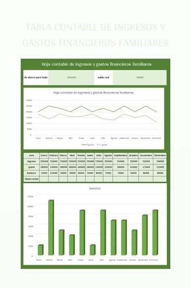 Plantilla De Excel Tabla Contable De Ingresos Y Gastos Financieros