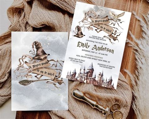 Editable Wizard Baby Shower Invitation Set Magic School Invite Package