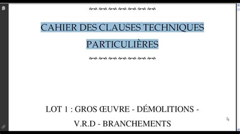 Pdf Cahier Des Clauses Techniques Particulieres Cctp Pdf T L Charger