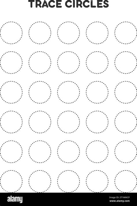 tracing circle shapes worksheet  kindergarten stock vector images