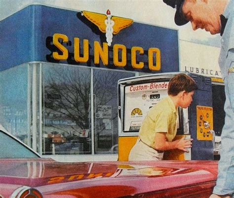 1960s SUNOCO Vintage Gas Station Pump Garage ADVERTISEMENT Photo Old