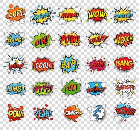 Set Of Comic Bubble Speech Clouds Onomatopoeia Stock Vector Image By