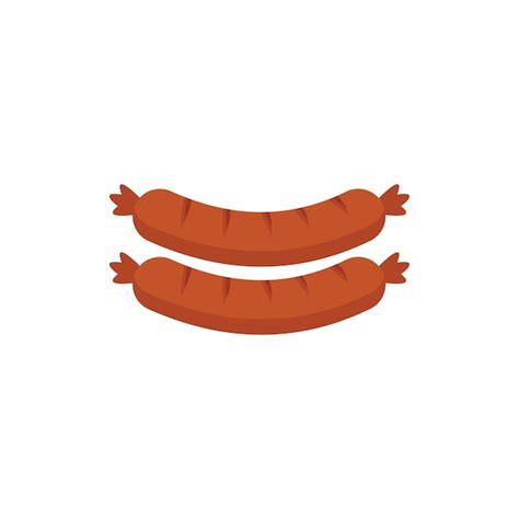 Premium Vector Bbq Sausage Icon Flat Illustration Of Bbq Sausage