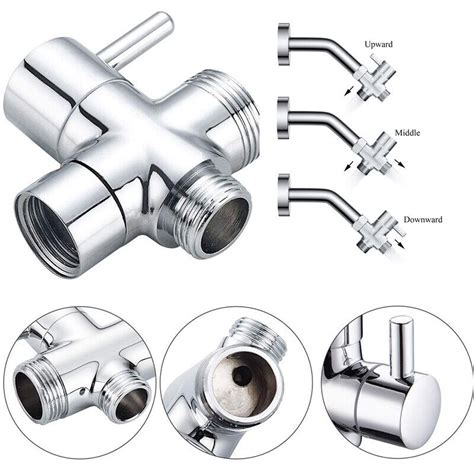 3 Way T Adapter Chrome Abs For Shower Head Arm Mount Diverter Valve