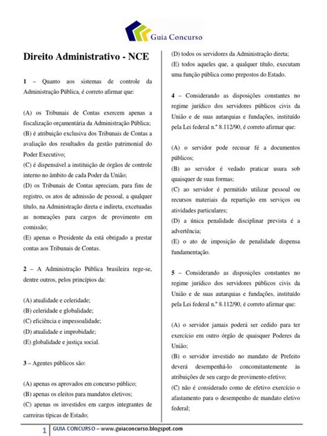 PDF Simulado Questões Direito Administrativo DOKUMEN TIPS