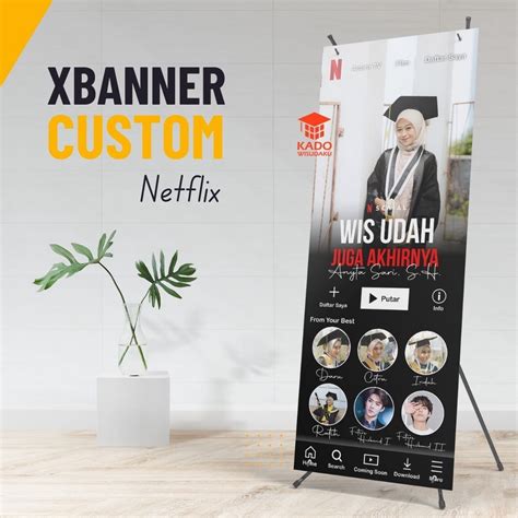 Jual Banner Wisuda Custom Desain Netflix XBanner Sidang Skripsi