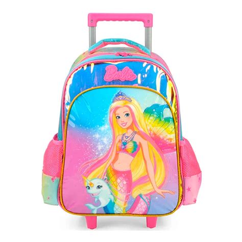 Mochila Escolar Infantil Rodinhas Luxcel Barbie Dream Rosa Casas Bahia