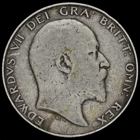 Edward Vii Silver Half Crown Fine