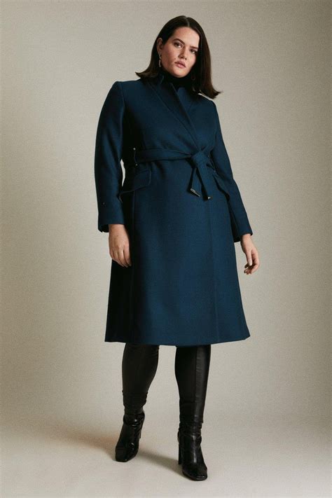 Karen Millen Curve Italian Wool Cashmere Notch Neck Coat Endource