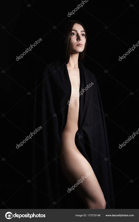 Beautiful Nude Woman In Black Textile Stock Photo Photoagents