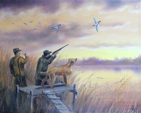 Duck hunting Painting by Andrei Bagno | Saatchi Art