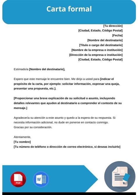 Carta Formal Para Llenar Word PDF