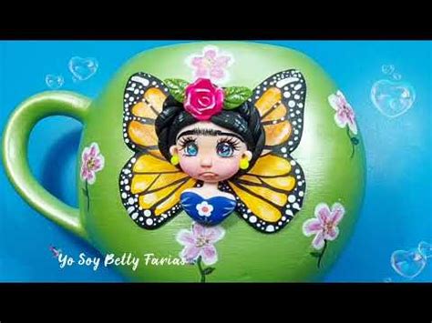 Frida Y Mariposa Monarca Taza Decorada Pasta Flexible Youtube