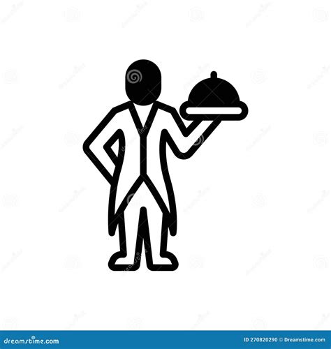Black Solid Icon For Butler Servant And Person Stock Vector