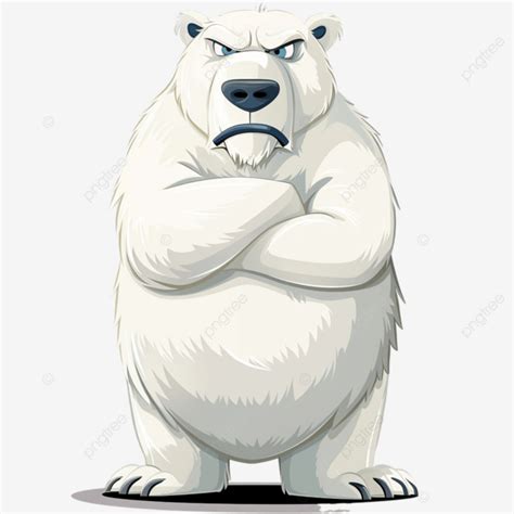 Angry Polar Bear Cartoon With Folded Arms Angry Polar Bear PNG