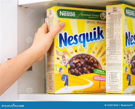 Nesquik Cereal Bar Isolated On White Background Editorial Image